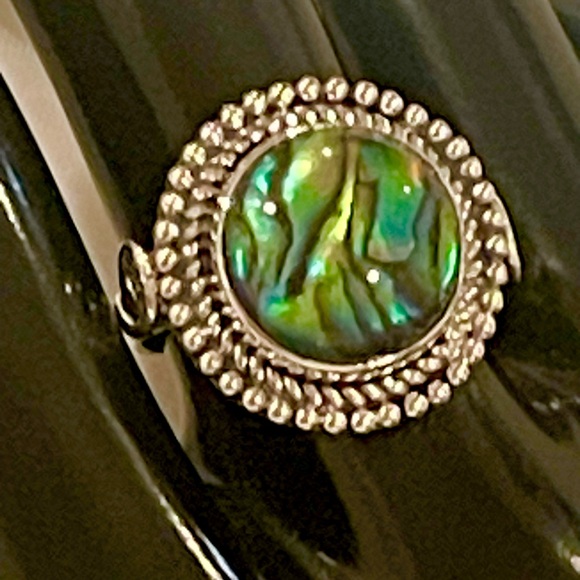 Signature Style Abalone Crystal Solid Sterling Silver Ring - Picture 6 of 7